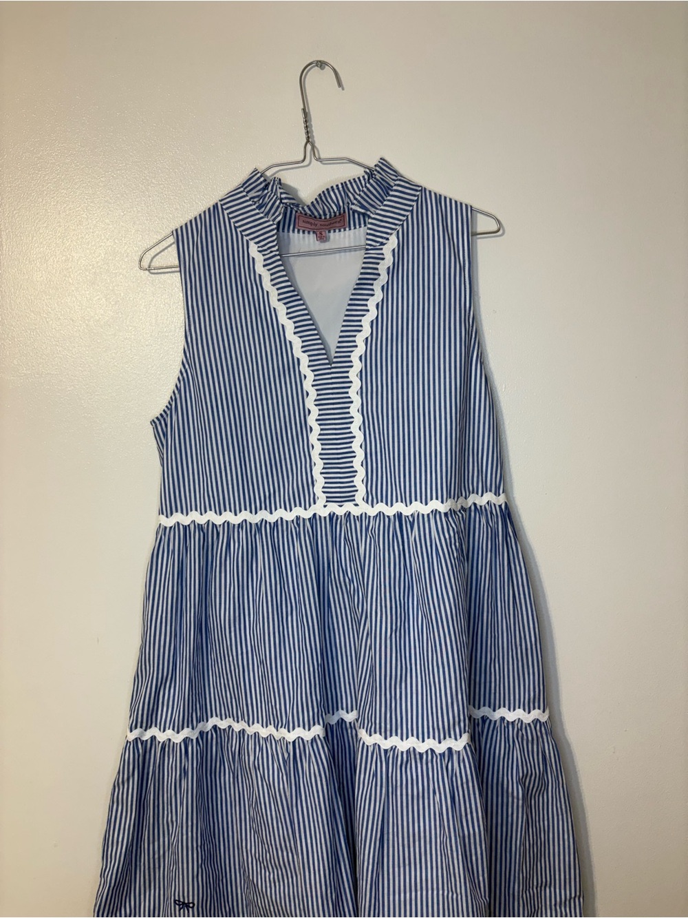 Simply Southern Blue and White Striped Sleeveless Tiered Dress